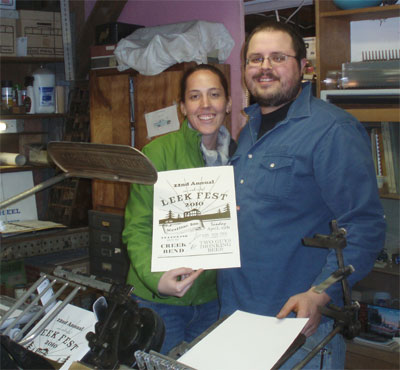 Andrea & Joe with their Leek Fest Poster