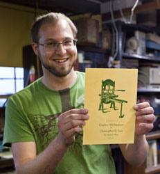 Chris with print from Vandercook