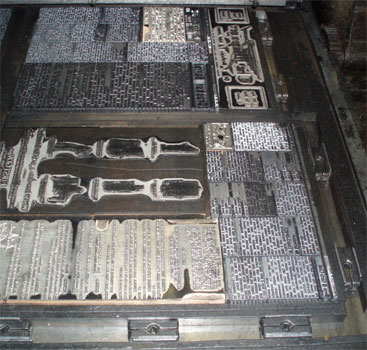 Metal Type form in press - The Garfield, NJ
                        Messenger