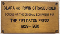 Irwin
                      and Clara Stasburger Plaque at The Fieldston
                      Schoo, The Bronx, NY.