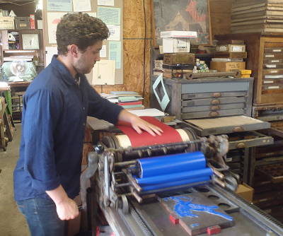 Josh Franklin Printing on the Vandercook