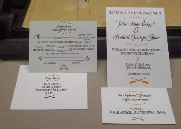 Invitation Suite printed by Jason at The
                Excelsior Press