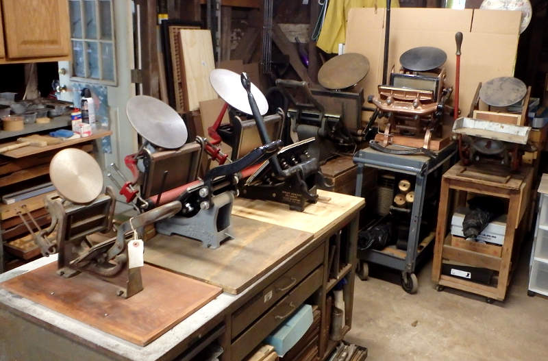 6 presses on
                    display in the print shop