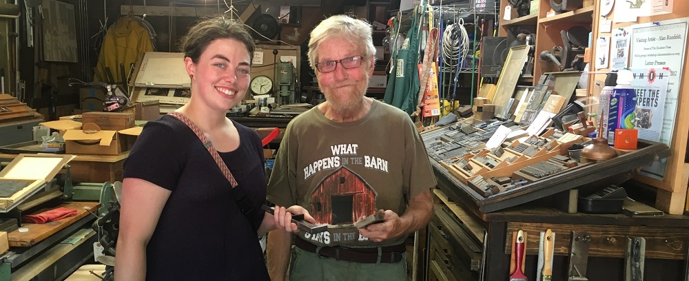 Lilly Jensen, Letterpress Printer with some old
                  man...