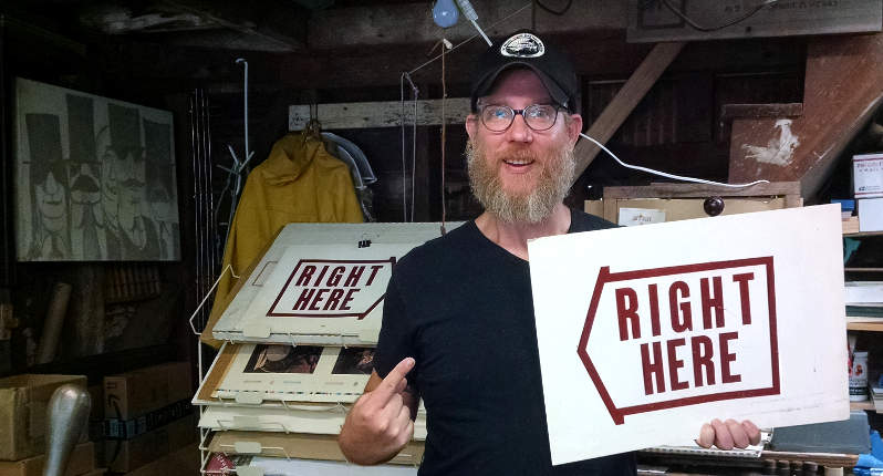 Nicholas with Right
                        Here Sign