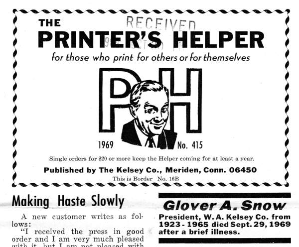 Kelsey Printer's Helper - ref Glover Snow