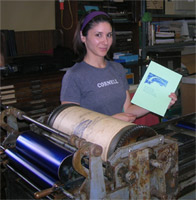 Rachael Printing on
                      the Vandercook