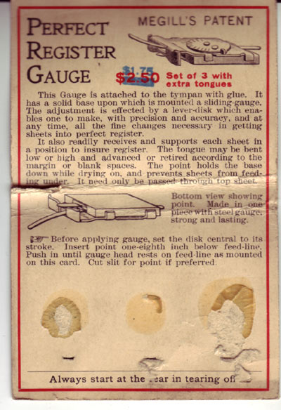 Megill's Perfect Regsiter Gauge Pin Info Sheet