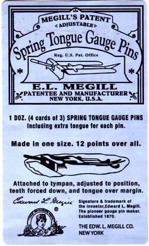 Megill Gauge Pin label