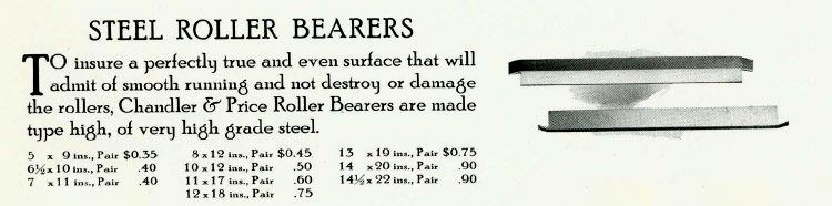 Chandler & Price 1914
                catalog - Roller Bearers