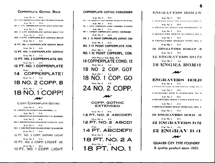 Quaker City Type Catalog Page 6