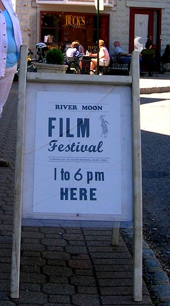 River Moon Film Festival Poster in stand