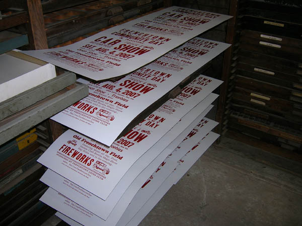 Letterpress Posters Stacked to dry