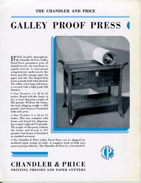 Chandler & Price Galley Proof Press