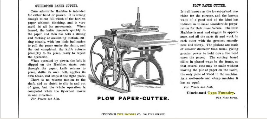1870 Guillotine Paper Cutter